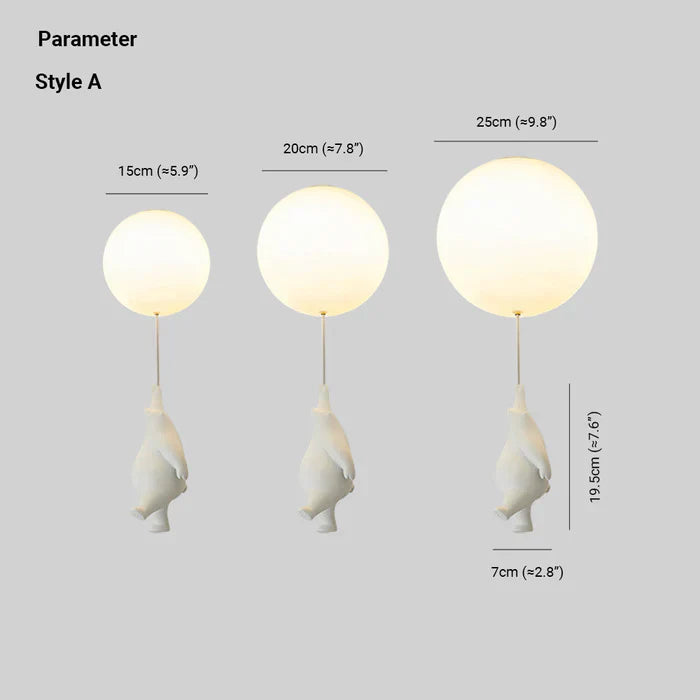 LUMIBEAR Whimsical Bear Balloon LED Pendant