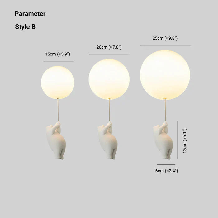 LUMIBEAR Whimsical Bear Balloon LED Pendant