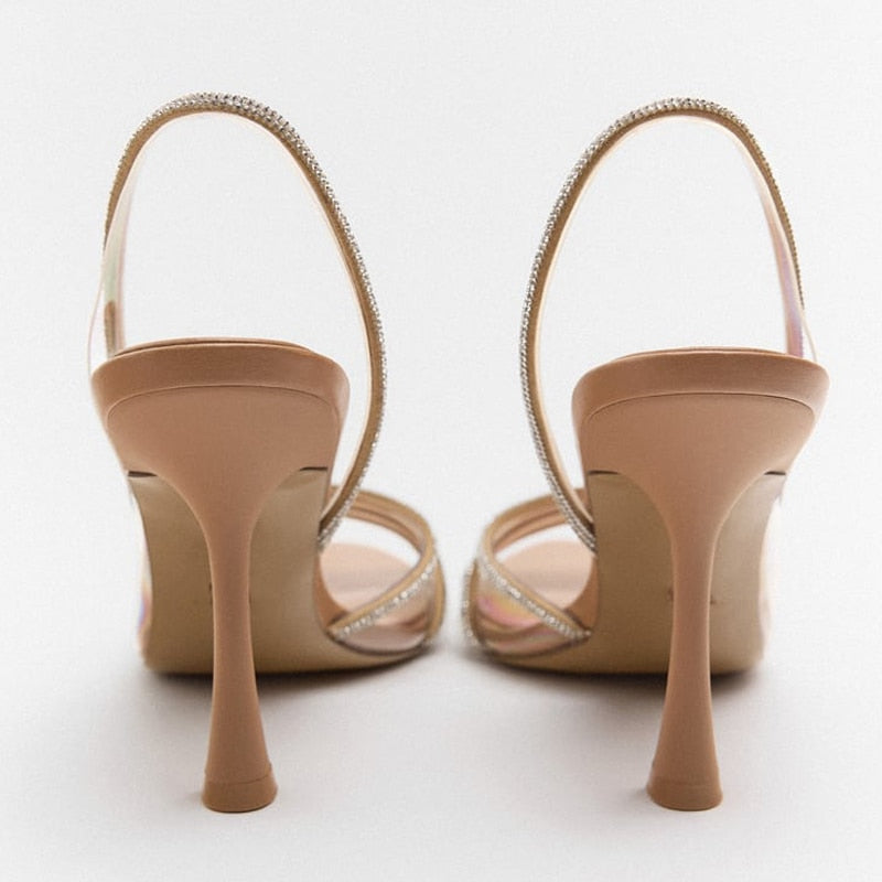 Elegant Stiletto Slingback Peep Toe Sandals