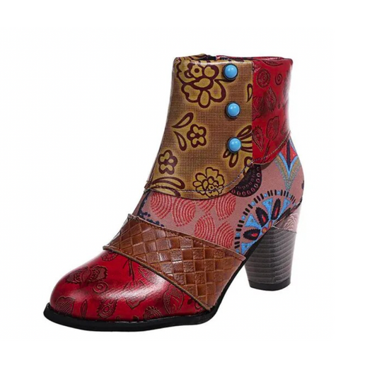 Waterproof Retro High-Heeled Boots for Women