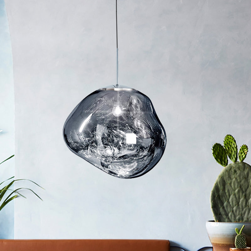 Modern Sculpted Glass Pendant Light – Handblown Look with Minimalist Finish