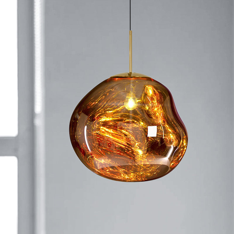 Modern Sculpted Glass Pendant Light – Handblown Look with Minimalist Finish