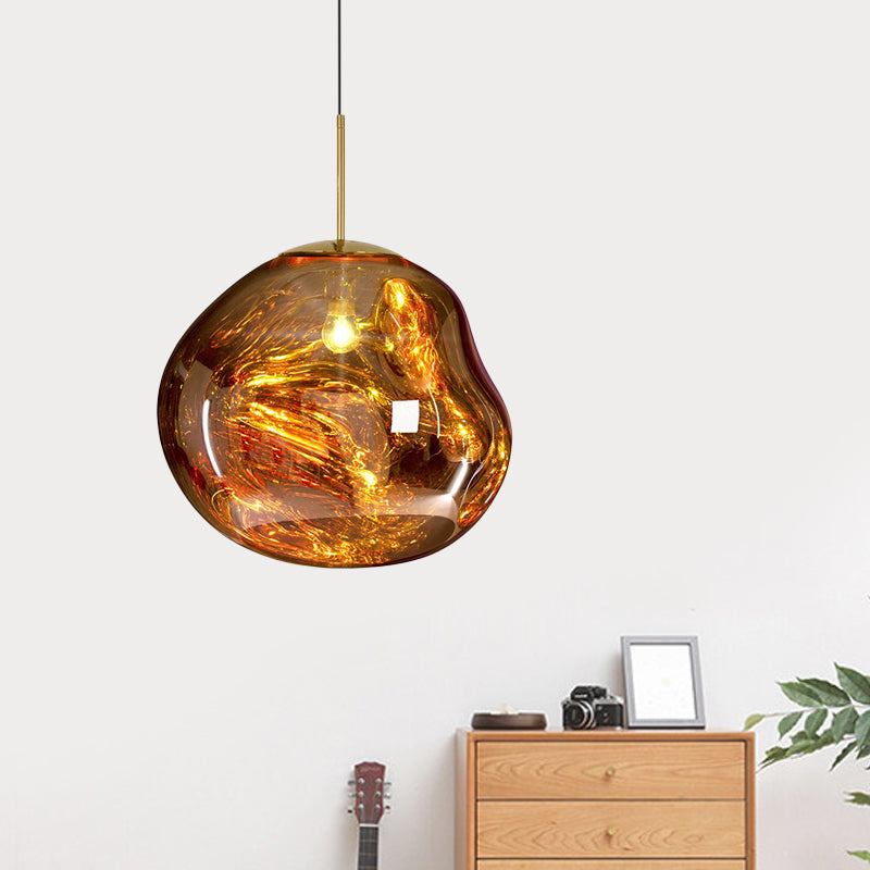 Modern Sculpted Glass Pendant Light – Handblown Look with Minimalist Finish