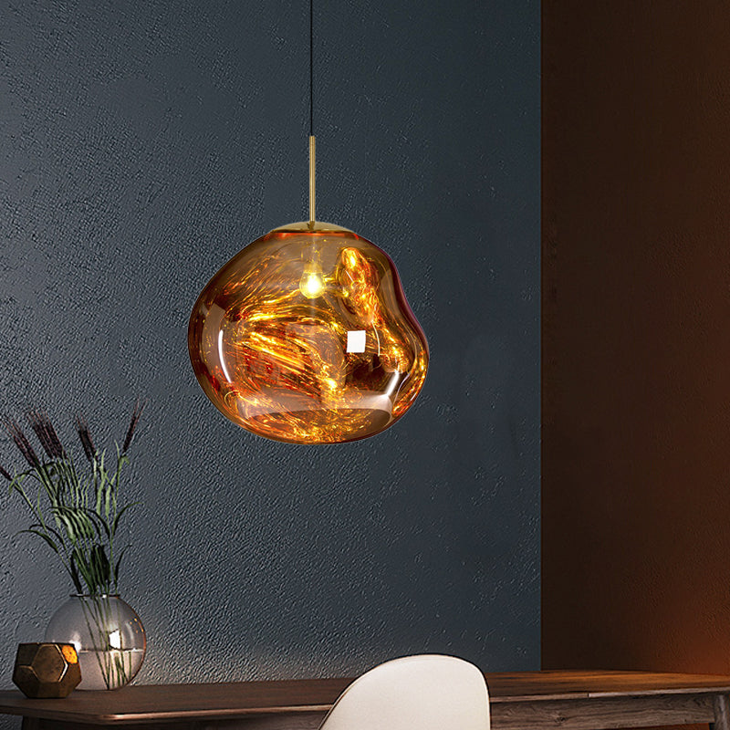 Modern Sculpted Glass Pendant Light – Handblown Look with Minimalist Finish