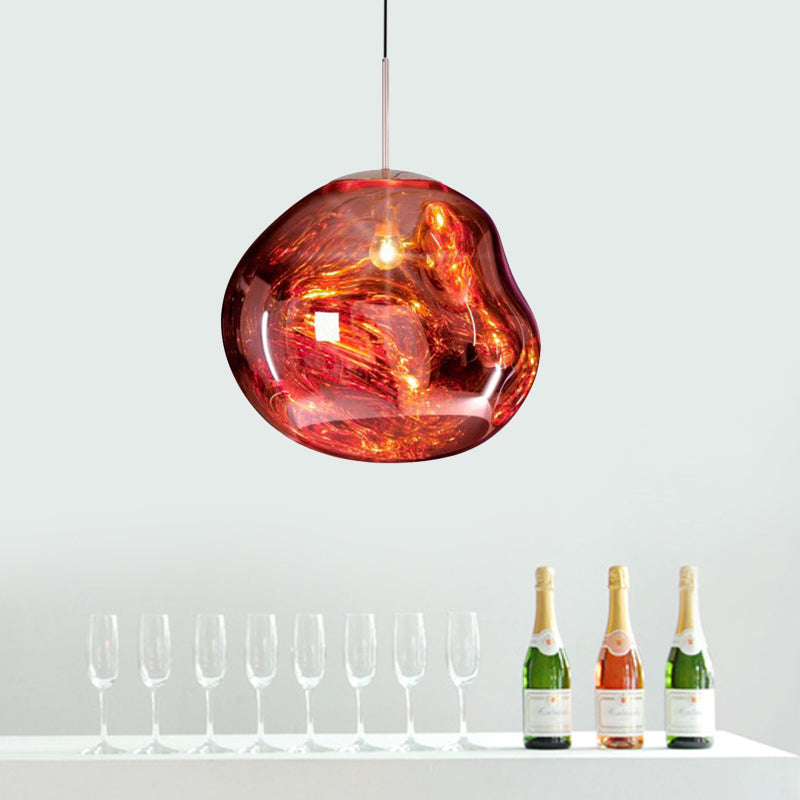 Modern Sculpted Glass Pendant Light – Handblown Look with Minimalist Finish