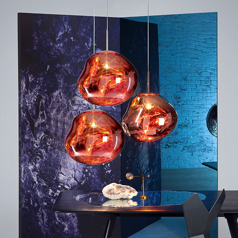 Modern Sculpted Glass Pendant Light – Handblown Look with Minimalist Finish