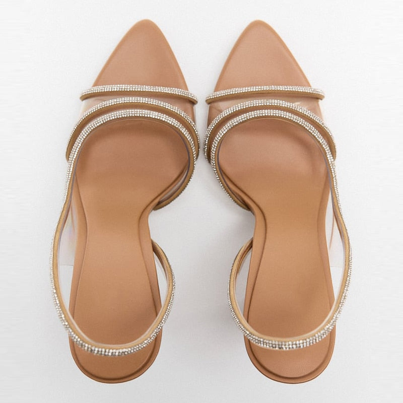 Elegant Stiletto Slingback Peep Toe Sandals