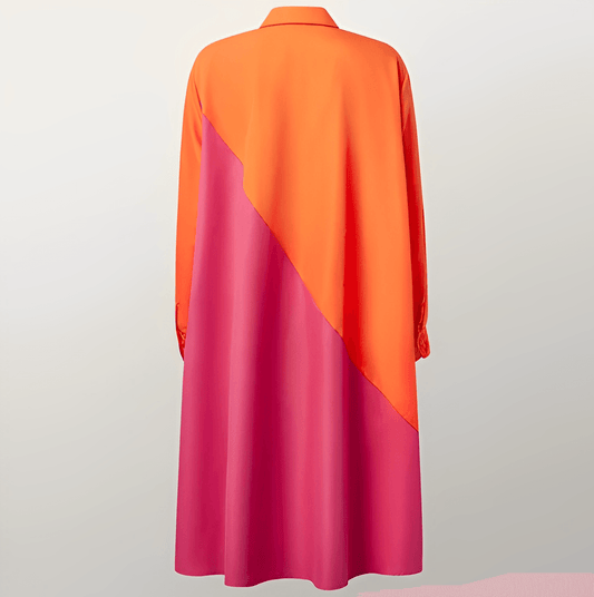 Elegant Shirt Dress with Three-Quarter Sleeves